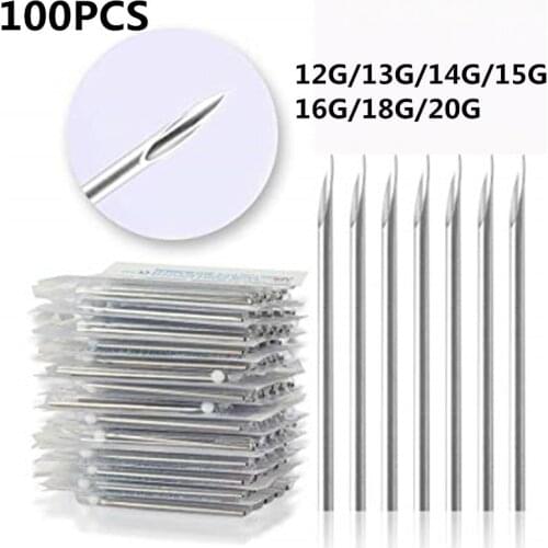 100PCS Surgical Steel 14G 16G Piercing Needle Lot Sterile Disposable Agulha Nose Ear Belly Nipple Piercing Needle Tool lote