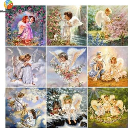 Angel Girl Picture 5D Diamond Painting Cross Stitch Religion Diamond Embroidery Landscape Wall Sticker Full Diamond Mosaic Paint