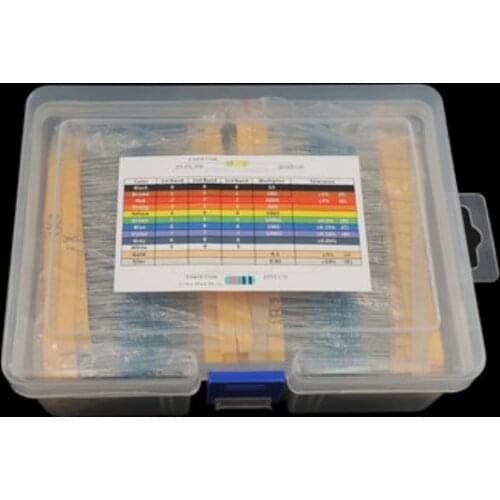 2600pcs 130 Values 1/4W 0.25W 1% Metal Film Resistors Assorted Pack Kit Set Lot Resistors Assortment Kits Fixed 1K 10K 4.7K Ohm