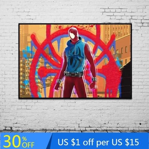 Marvel Spiderman Canvas Painting Poster with Scarlet Spider Background Classic Movie Mural Graffiti Style Wall Art Cuadros Decor