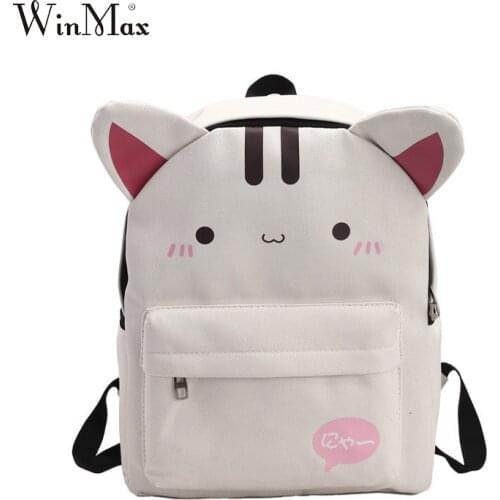 Winmax Cute Cartoon Rabbit Ears Schoolbag for Girls Teenage Women Ladies Back Pack Cat Ears School bag Female Bagpack 2018New