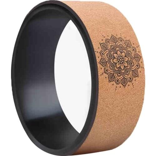 Natural cork Yoga Wheel Back Training Yoga Ring Pilates with Lotus Print TPE Yoga Circles Gym Professional Fitness Equipment