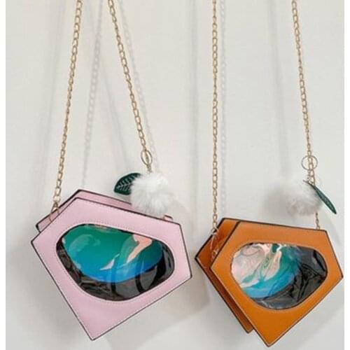 2021 New fashion creative funny personality laser colorful reflective transparent ita diamond pu crossbody bags for women