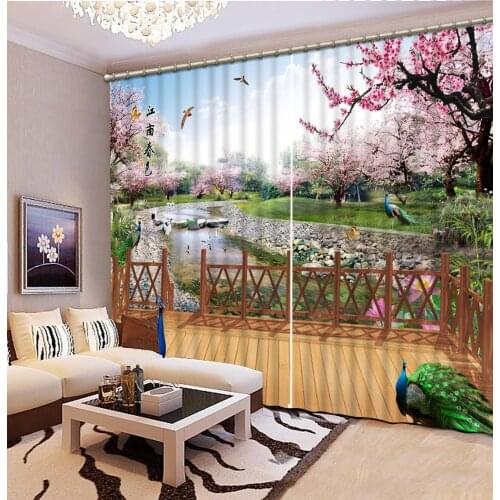 New Chinese Park Scenery 3D Digital Print Custom Photo Curtain windows Curtains For Living Room Bedroom decor