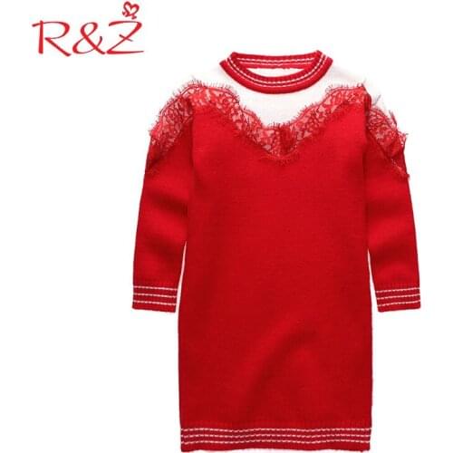 R&Z Baby Girls Dress 2019 Autumn Winter Kids Lace Sweater Dresses Girls Korean Long Sleeve Sweater Dress Drop Shipping k1
