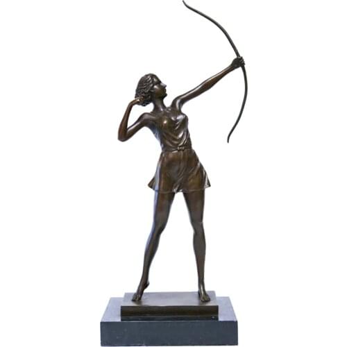 Hellenistic Woman with Bow Statue Sculpture Bronze Vintage Female Art Hot Casting Brass Home Decor Gift