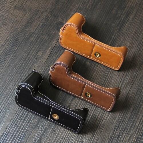 Camera Bag Case For Canon 6Dll 77D 800D G1XIII G7XII m10 M50 M3 M6 5D4 EOSR PU Leather Half Body Cover With Battery Opening