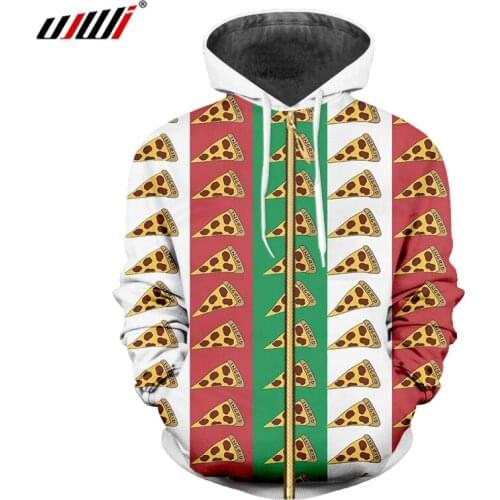 UJWI Zip Sweatshirt Boy Fit White red green 3D Pullover Printing Pizza Funny Plus Size 6XL Costume Male Autumn Hoody