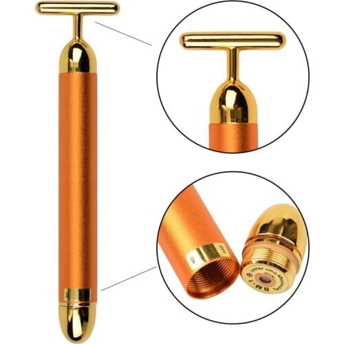 24k Gold Vibration Face Massager Tools Skin Tightening Wrinkle Stick Slimming Face Facial Beauty Roller Massager