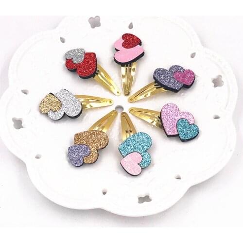 1PCS New Popular Children Hair Accessories Barrette Girls Double Hearts Hairpins Kids Birthday Hair Clip Gifts