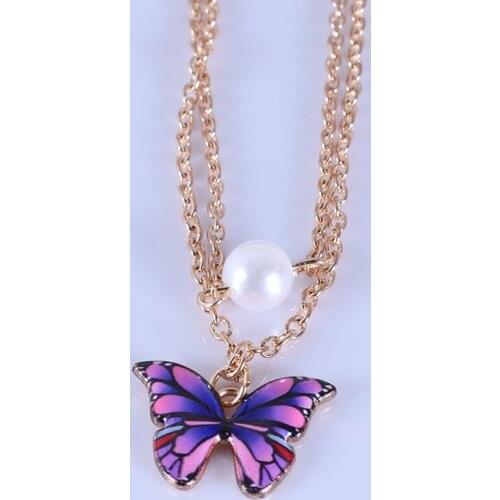 Korean Fashion Cute Butterfly Pendant Necklace for Women Golden Color Statement Necklace Jewelry Gifts