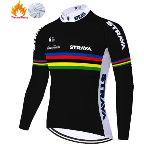 Strava Winter Thermal Fleece Chaqueta Roupa Masculino Cycling Jersey Tricota Hombre Джерси Велосипедная Maillot Ciclismo 자전거의류
