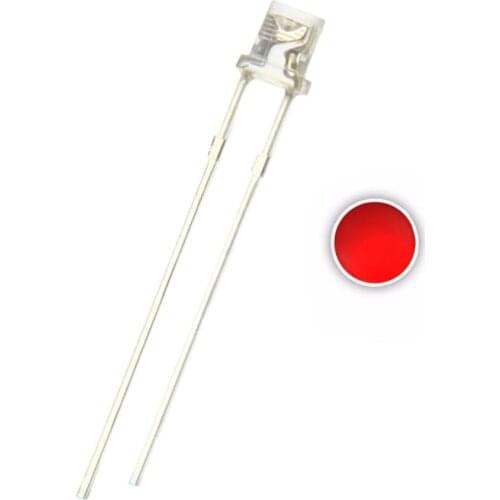 100pcs 3mm Red LED Flat Top Light Emitting Diode Lamp Transparent 620-625nm 3 mm Clear Lens 20mA 2V Wide Angle