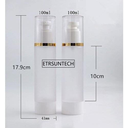 100pcs Plastic Cosmetic Bottle Refillable Bottles Emulsion 100ML Frosted Airless Pump Vacuum Container F3480