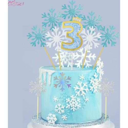 20/50pcs Cute SnowFlake Cake Topper Cupcake Toppers For Christmas Baby Shower Wedding Party Glitter Cakes Decor Accessories