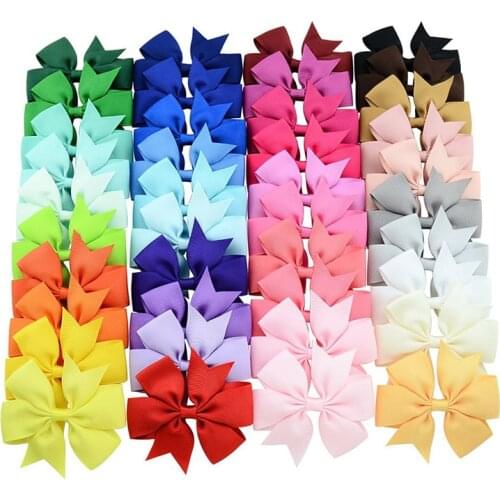 40 COLORS 20pcs Hair Bows 3.5'' Baby Girls Bow hairpin Toddler Hairgrip Hair Accessories Grosgrain Drop Shipping