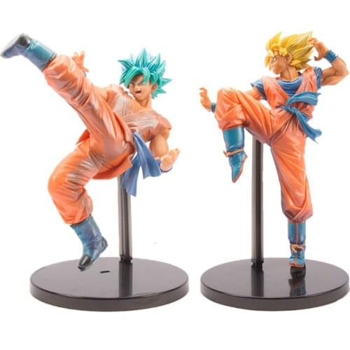 23-27cm Bonecos De Anime Super Dragon Ball Son Goku / Action Kakarotto Combate Forma Choque Estatueta Super Saiyan