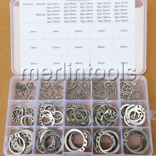 30 kinds of 304 Stainless Steel Circlip Retaining Ring Snap Ring Assortment Kit