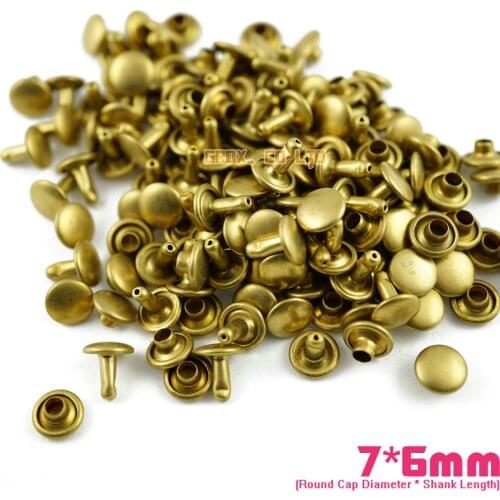 400 set 7*6mm Brass Material Double Cap Round Rapid Rivet Punk Rock Leathercraft Rivet