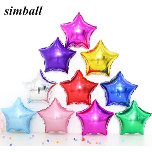 5pcs/lot 10inch Five-pointed Star Aluminum Foil Balloon Wedding Decoration Happy Birthday Party Market Hotel Supplies Air Ballon