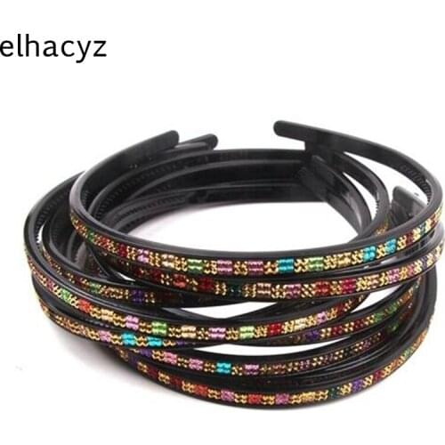 6pcs/lot New Rhinestone Black Plastic Headband for Children&Adult 5mm Width Hair Accessory Headwear Unbreakable Hair Band