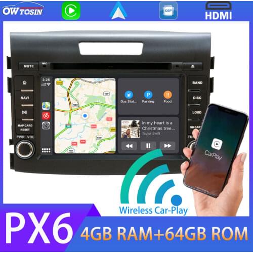 Android 10 PX6 4G+64G Car DVD Multimedia Player For Honda CRV CR-V 2012-2016 5*USB Radio Bluetooth 5.0 HDMI IPS Wireless Carplay