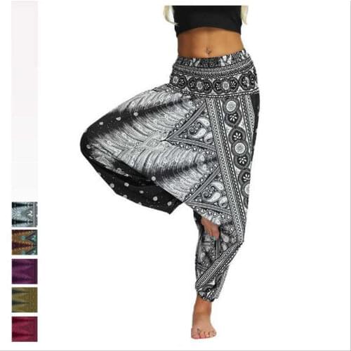 Woman Casual Thai Harem Pants Trousers Baggy Boho Loose Aladdin Boho Festival High Waist Plus Size Summer Wide Leg Pants