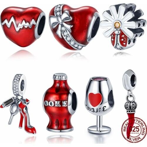 CODEDOG 100% Real 925 Sterling Silver Red Apple Charms Fit Original 3mm Bracelet DIY Jewelry Making For Women Gift 626