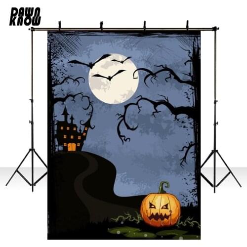 DAWNKNOW Halloween Night Moon Bat Photography Background Photocall Children Pumpkin Photo Shoot Backdrops Photo Studio HA008