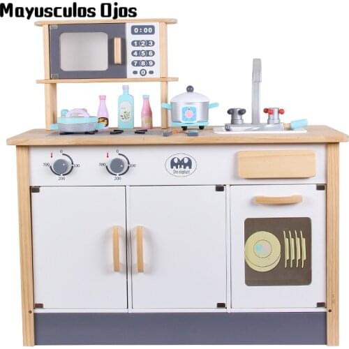 Childrens House Classic Kitchen Wooden Simulation Meal Kitchenware Boy And Girl Cooking Toy Set