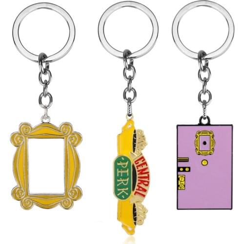 Friends TV Show Keychain Central Perk Coffee Time Photo Frame Pendant Key Chain For Best Friend Car Keyring Llavero Jewelry Gift