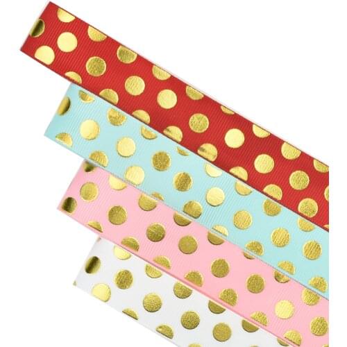 HSDRibbon 22mm 7/8inch HSD-Genuine polka dot Pattern Foil Printed on Grosgrain Ribbon 50Yards/Roll