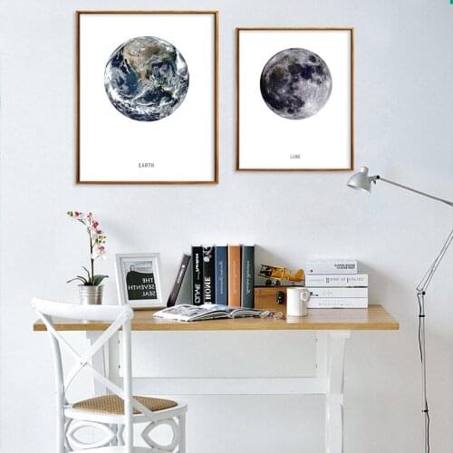 Still Life Earth Lune Picture Home Decor Poster Nordic Canvas Painting Living Room Office Wall Print Realist Scenery Art Supply