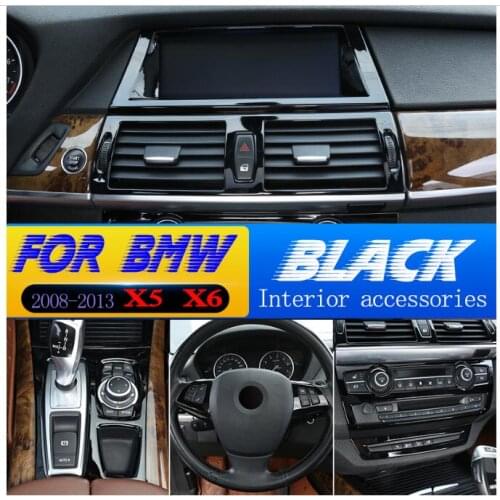 Glossy Black ABS Car Interior Decoration Strip Trim Frame Cover For BMW X5 X6 E70 E71 2008-2013 Car Accessories