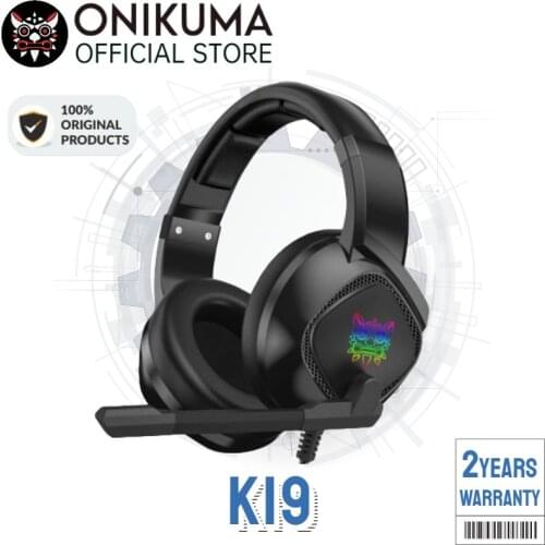 ONIKUMA K19 RGB Headset Full Oval Ear Cover Cushions Heavy Bass Stereo Ultimate Gaming Headphones with Microphone