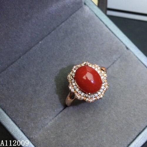 KJJEAXCMY fine jewelry 925 sterling silver inlaid natural red coral ring new female gemstone ring luxury support test