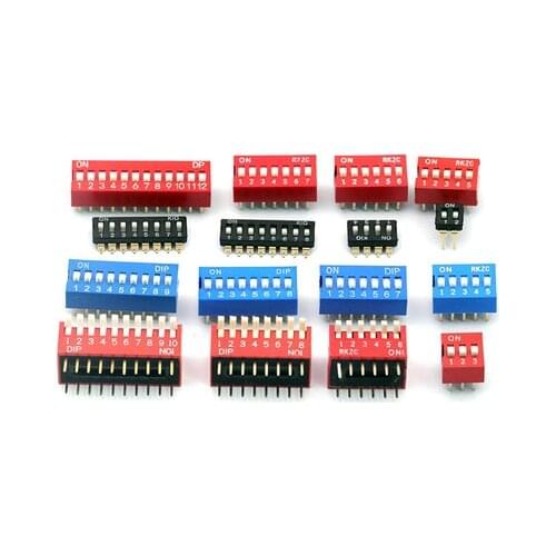 5pcs Slide Type Switch Module 1 2 3 4 5 7 8 10PIN /1.27/2.54mm Position Way SMD/DIP Pitch Toggle Switch Snap Switch Dial Switch
