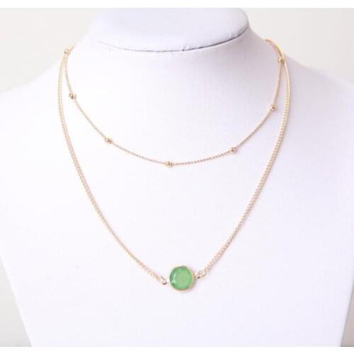 Korean Version Of Simple Imitation Gem Double Short Ladies Necklace, Round Pendant Necklace Statement Necklace Choker Necklace