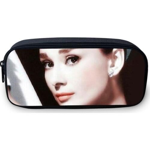 VEEVANV Brand Hot Sale 3D Printting Pencil Case Bags Fashion Design Casual Zipper Girls Coin Bags Hepburn Characters Pencil Bags