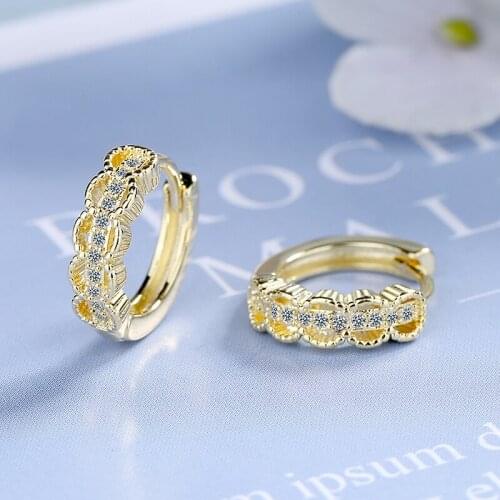 Korean Simple Style Tiny Flowers with Zirconia Small Hoop Earrings Fashion Gold/ Silver Color Loop Ear Jewelry Gift for Women