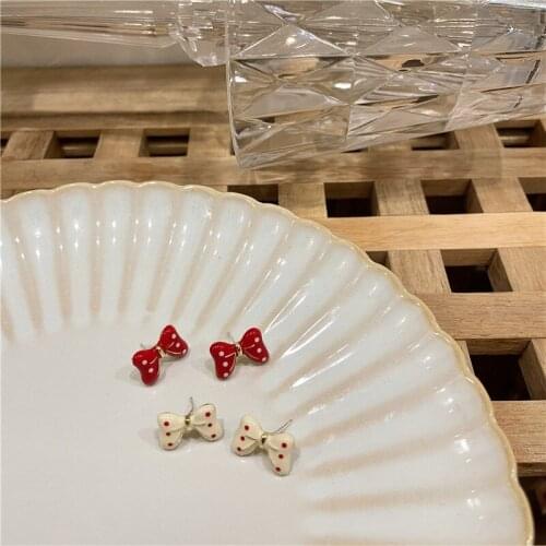 Small Cute Bowknot Earrings for Women Girls Korean Sweet Metal Stud Earrings Wedding Party Fashion Jewerly Wholesale Gift