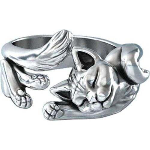 Cute Adjustable Open Cat Kitten Totem Ring Wedding Jewelry Accessory