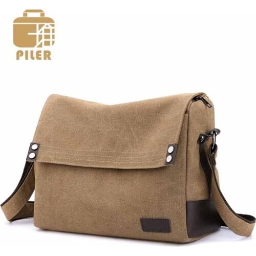 Men Canvas Messenger Bag Travel Handbag Casual Crossbody Shoulder Bag Satchel Canvas Business Zipper Solid Bag Men Purse Handbag