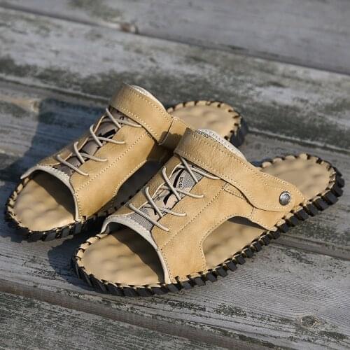 Mens handmade leather sandal roman sandals gladiator 2020 summer close toe casual designer fashion breathable sandalias hombre