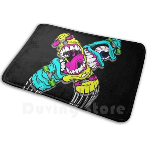 Skateboard Fight Soft Non-Slip Mat Rug Carpet Cushion Skate Monster Skateboard Skater Animal Funny Comics Cool Style