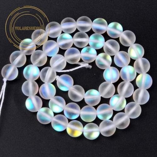 Natural Dull Polished AB White Austrian Crystal Beads For Jewelry Making Diy Round Spacer Glitter Moonstones Beads Bracelet 15"