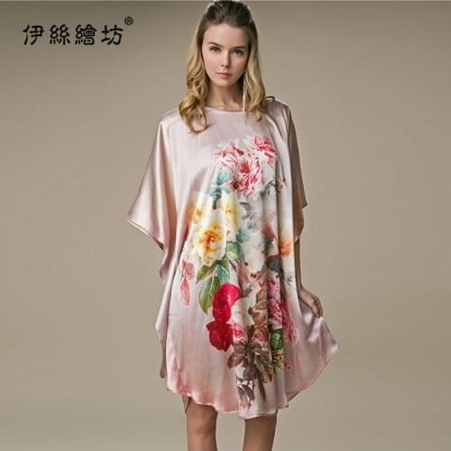 Women New 100% Natural Silk Night Dress Pijamas Night Gown Night Women Nightwear Sexy Sleepwear SatinNightgown