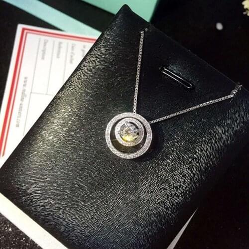 New S925 Silver Round Pendant Necklace for Ladies Detachable Zircon Pendant Sweater Two Wearing Clavicle Chain Banquet Necklace