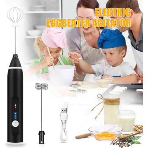 New USB Rechargeable Electric Whisk Mixer Automatic Eggbeater Whipping Cream Whipping Machine 3 Speeds Handheld Foam Maker Latte