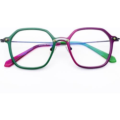 Belight Optical Women Men Acetate with Metal Fancy Irregular Shape Star Rivet Design Spectacle Frame Precription Lens HP2021302